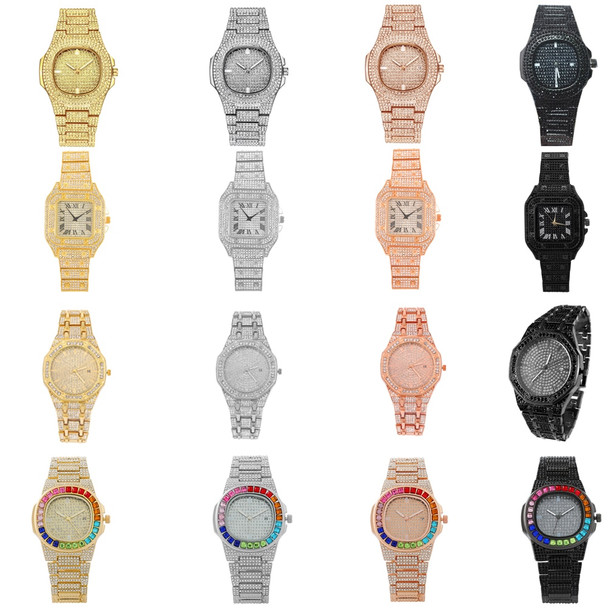 2022 Iced Out Diamond Watch Quartz Gold HIP HOP Watches With Micropave CZ Stainless Steel Watch Clock relogio