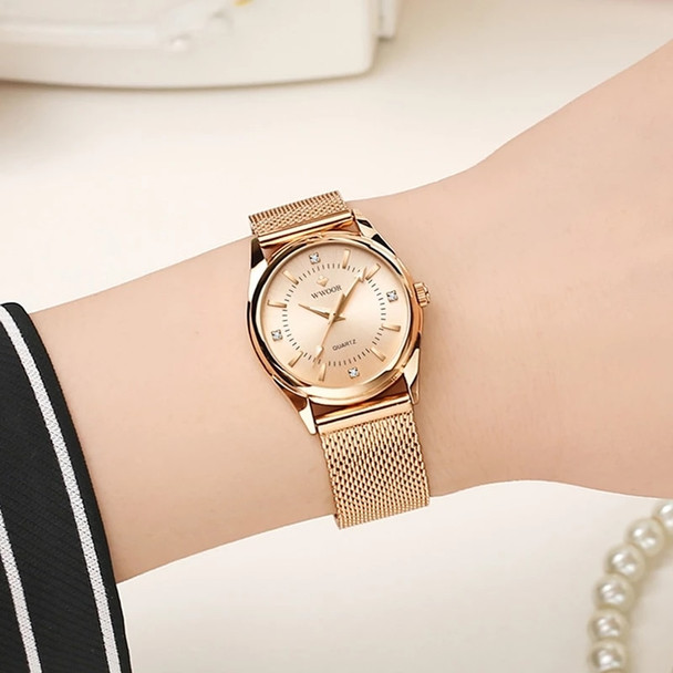2022 WWOOR Fashion Brand Ladies Watches Luxury Diamond Rose Gold Women Bracelet Watch Elegant Dress Watch For Girls montre femme