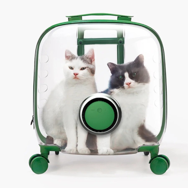 Suitcase Pet Carrier With Wheels Shoulder Cartoon Carrying Breathable Mesh Cats Backpack Portable Mochila Gato Animal Backpack