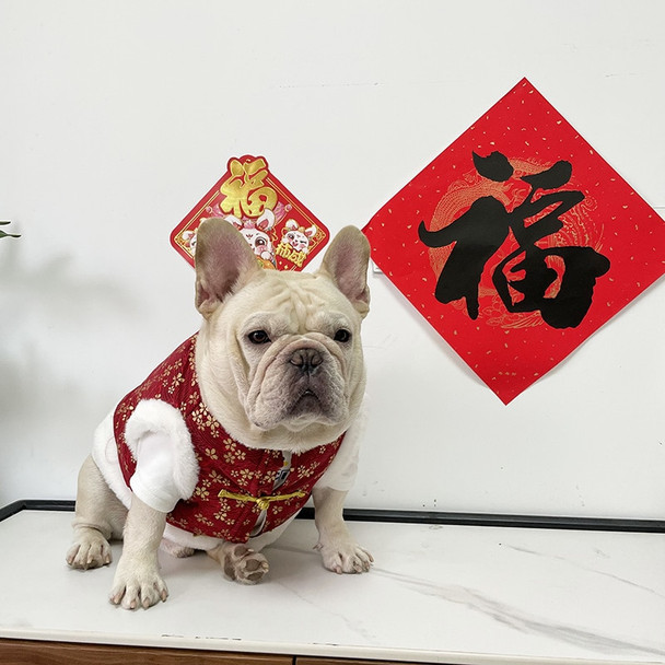 French Bulldog Clothes Winter Pug Dog Clothing Tang Suit Chinese New Year Pet Apparel Cheongsam Frenchies Dog Costume Outfit