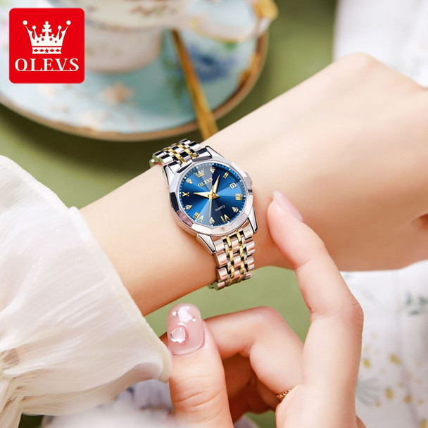OLEVS 9931 Diamond-shaped Fashion Watch For Women, Quartz Waterproof Stainless Steel Strap Women Wristwatches Luminous Calendar