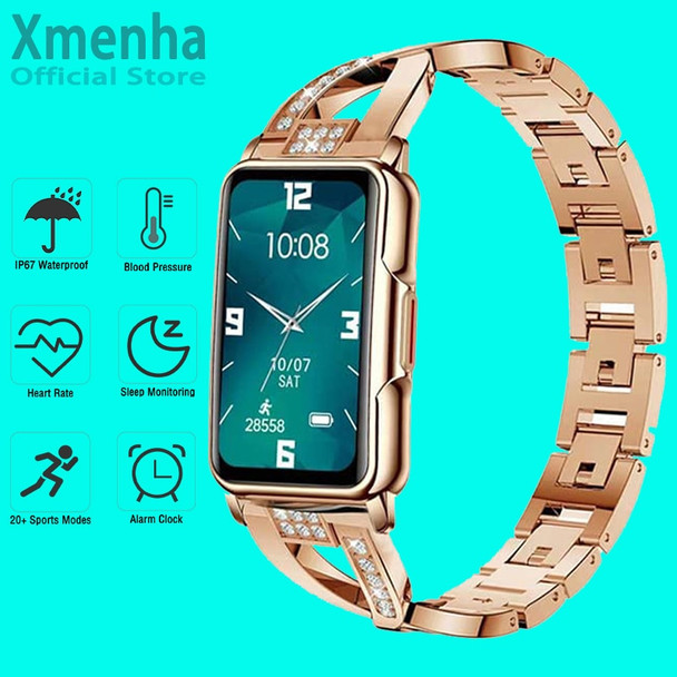 Smart Watch With Steel Band For Women Girls Sleep Monitor Calorie Pedometers Fitness Tracker Waterproof Smartwatch Android IOS