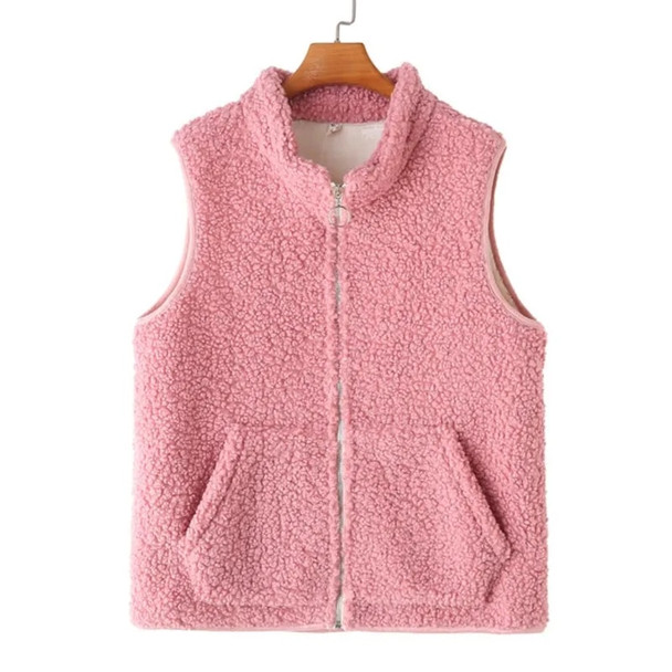 Womens Plus Size Polar Fleece Vests Winter Casual Clothing Fashion Velvet Liner Warm Outwear Sleeveless Jacket F31 8465