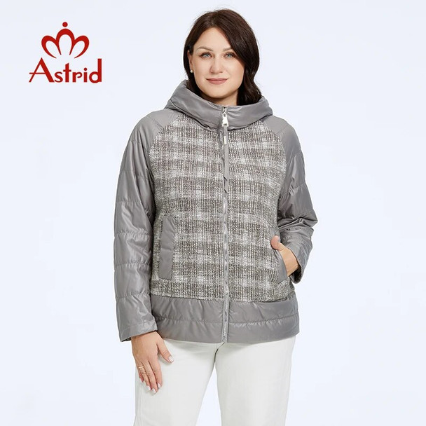 Astrid Autumn Women's Jacket Plaid Stitching Plus Size Parkas Female High Quality Warm Padded Trend Coat Women Casual Outwear