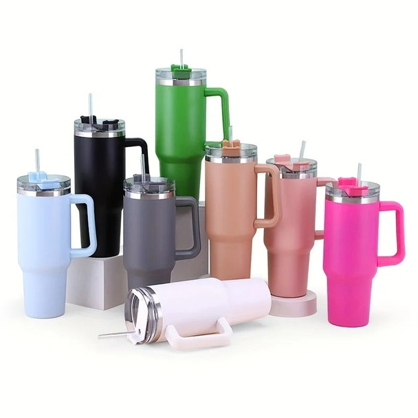 1pc 40oz 304 Stainless Steel Straw Water Bottle, Portable Leakproof Cup Tumbler For Outdoor Driving Sports