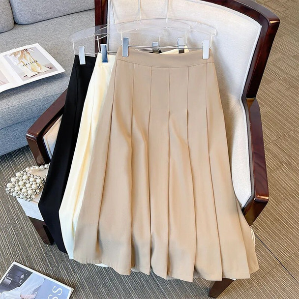 150Kg Plus Size Women Loose Solid A-Line Pleated Elastic Waist Skirt Hip 160cm 5XL 6XL 7XL 8XL