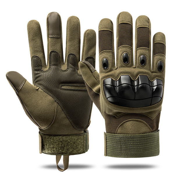 Men's Cycling Gloves Outdoor Full Finger Tactical Protective Sports Training Army Green Black Windproof Cycling Riding Gloves