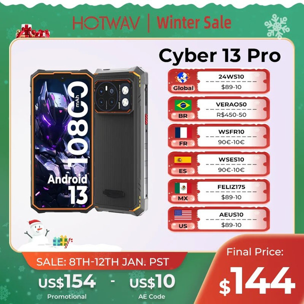 [World Premiere] HOTWAV Cyber 13 Pro 20GB+256GB 6.6'' FHD+ 2K 150LM Flashlight 64MP Android 13 10800mAh 20W Fast Charging Global