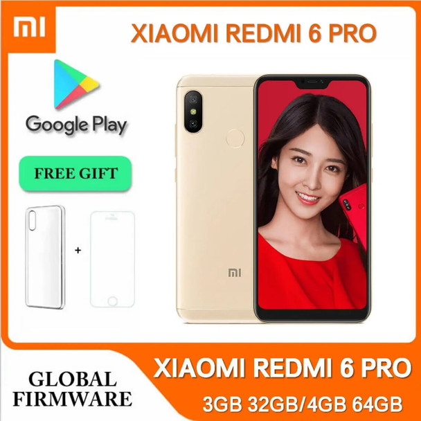 Xiaomi Redmi 6 Pro 4GB 64GB Snapdragon 625 Pixels 4000 mAh Batterry Dual SIM Android Global Rom 4G Smartphone 3GB 32GB Cellphone