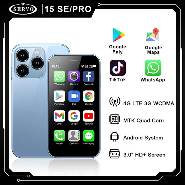 SERVO 15SE/PRO Small Smartphone 3G/4G Cellular Network Android OS 3GB+64GB Quad Core 3.0" HD GPS WIFI Portable Mini Mobile Phone