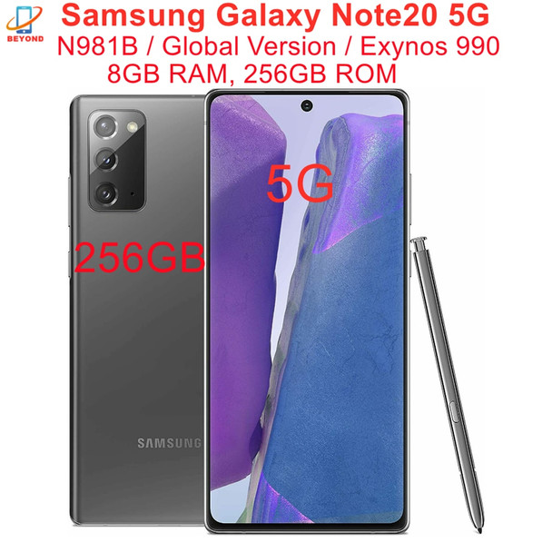 Samsung Galaxy Note20 5G N981B Global Version 6.7" 256GB ROM 8GB RAM Octa Core NFC Exynos 64MP+12MP+12MP Original