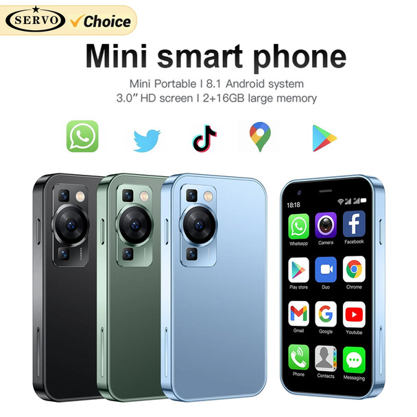 SERVO P60 Pro 3 inch HD Screen Small Smartphone GPS 3G WCDMA 2 SIM Card Cellphone Android 8.1 2GB+16GB Type-C Mini Mobile Phone