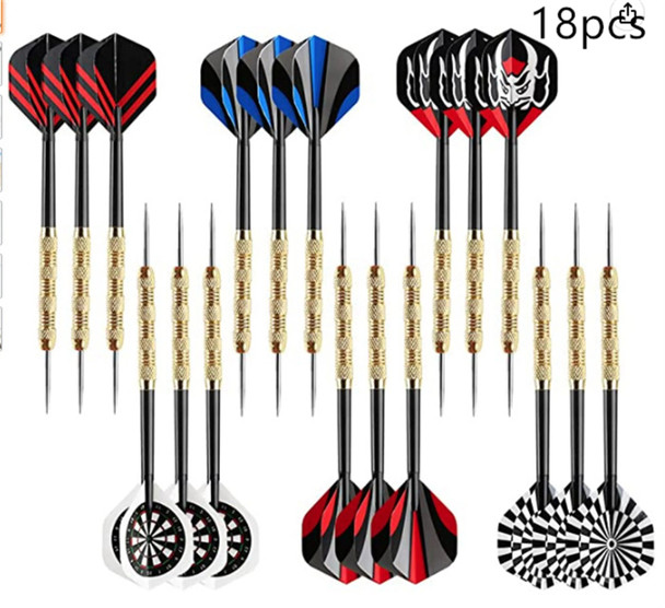 18PCS Steel Tip Darts, Professional Metal Darts, Dart Metal Tip Set, Dart Board Metal Darts, 14G Copper Plated Dart Needles 18PCS Steel Tip Darts, Professional Metal Darts, Dart Metal Tip Set, Dart Board Metal Darts, 14G Copper Plated Dart Needles