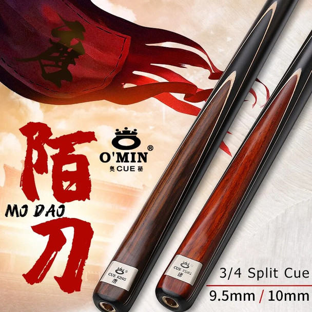 OMIN-Billiard Stick with Case Set and Accessories, Maple Shaft, 3/4 Split Cue Tip, One Piece, 9.5mm, 10mm