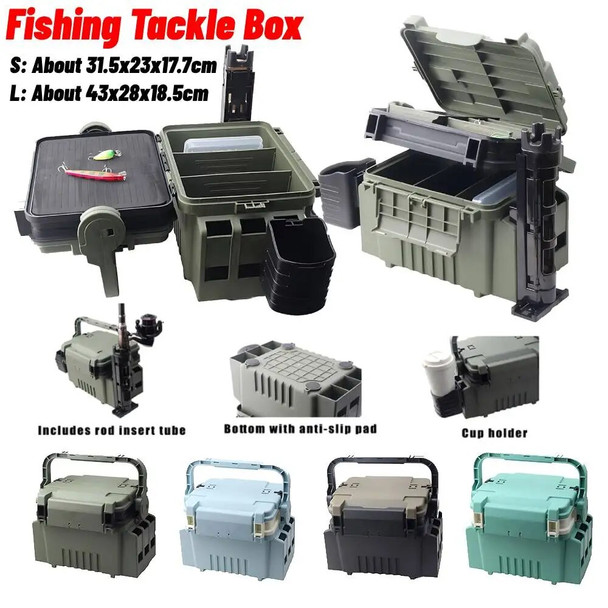 Fishing Gear Box Multi-layer Lure Bait Storage Box Multifunctional Large Capacity Lightweight Rod Insert Slot for Angling Lovers