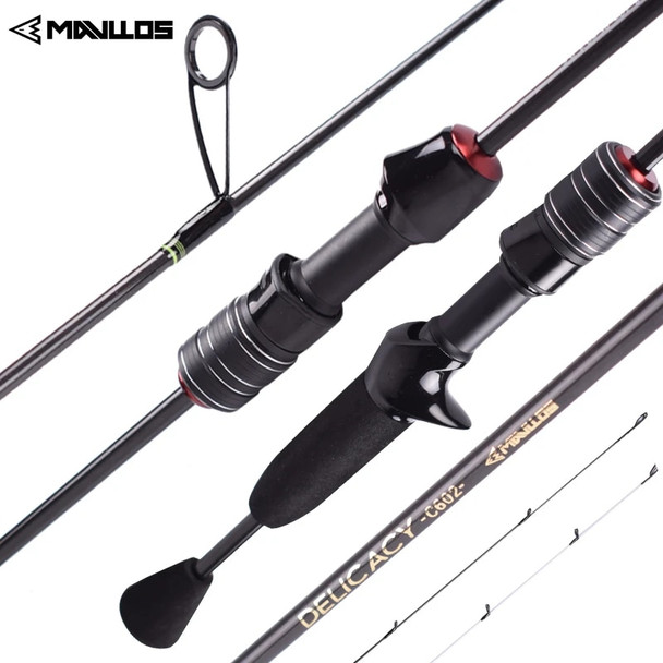 Mavllos DELICACY L.W 0.6-8g UL Fishing Rod Casting Spinning Rod Light Carbon Fiber Hollow + Solid 2 Tips Bait Casting Rods