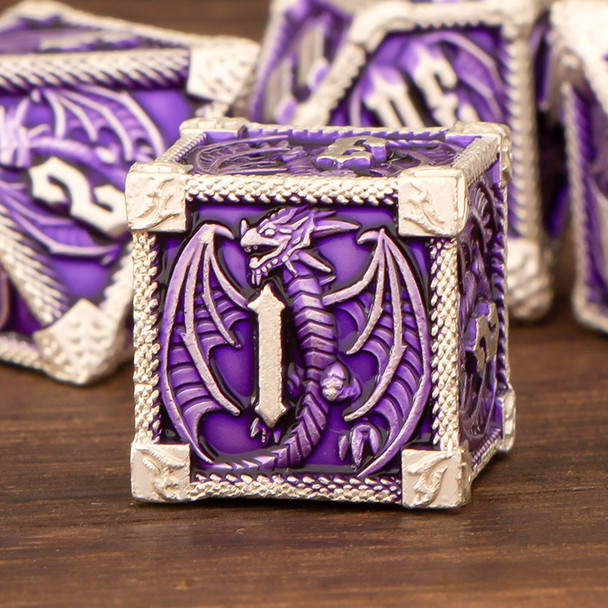 Dungeon and Dragon DND Metal Dice Set D&D, 7 Piece Polyhedral Role Playing RPG D and D Dice D20 D12 D10 D8 D6 D4