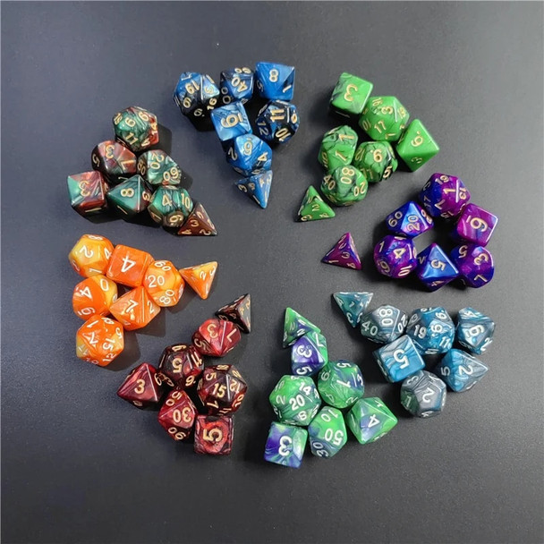 7PCS 1 Set 8 Colors Galaxy Style DND Dice Set D4 D6 D8 D10 D12 D20 Multifaceted Dice Are Used For TRPG Dragon Dungeon Board Game