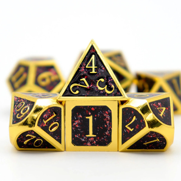 Haxtec Metal Glitter DND Dice Set D&D Gold Black Red Polyhedral Dice Roleplaying Games RPG Dice