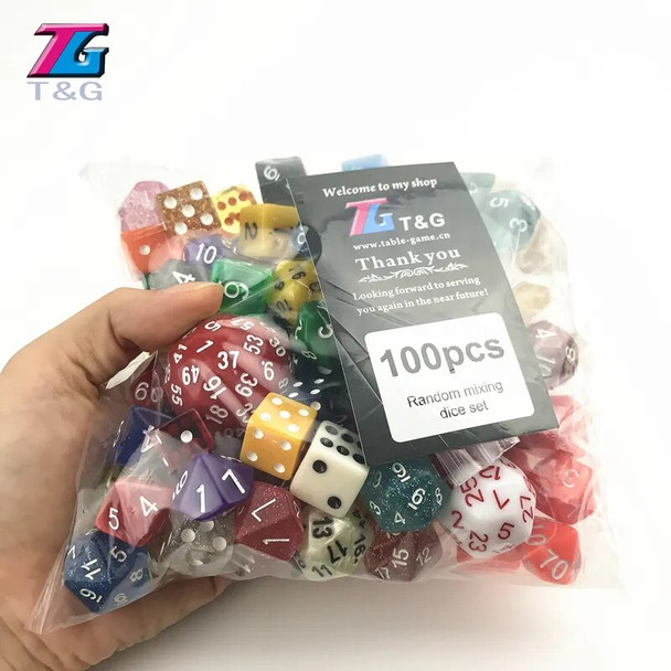 100Pcs Dice Random Polyhedral Plastic Fun Color Style Enjoy Leisure Time/Holiday Party Game Entertainment