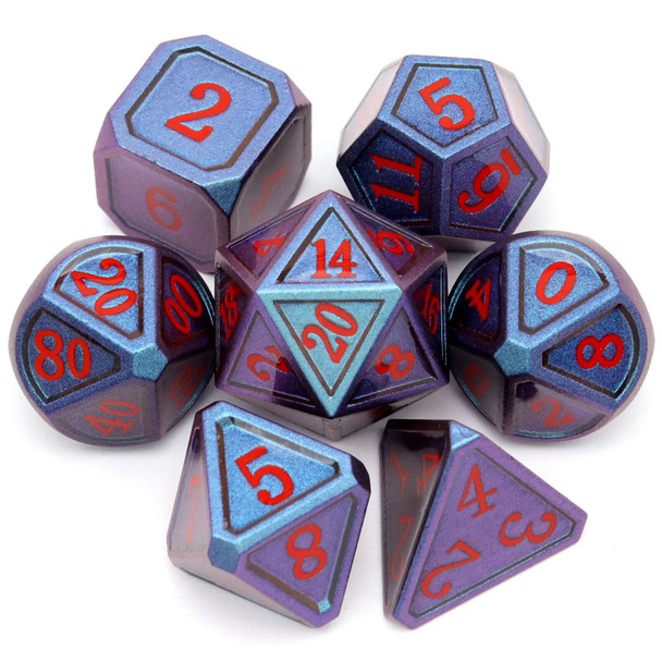 Haxtec Metal Dice Chameleon Color Changing Dice Set Midnight Blue Purple Shift for D&D DND RPG Dice Games