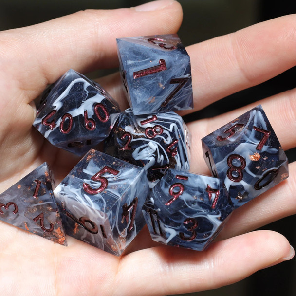 MINI PLANET DND Dice Set Polyhedral Sharp Resin Dice D&D Two Color Whirlpool Dice For RPG Games 7pcs/set Wholesale Custom