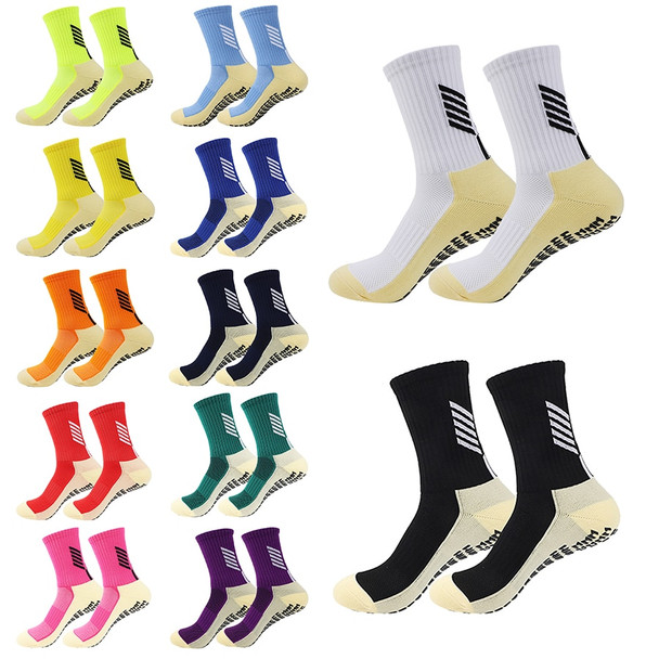 1 Pairs Football Socks Men Women Sports Socks Non-slip Silicone Bottom Soccer Badminton Socks Rugby Socks Outdoor Sport Running