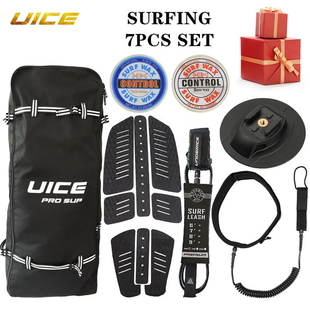 7pcs Set Surfing Accessory Surfboard Traction Pad Surf Leash Surf Board Wax Hydrofoil Surfboard Waist Rope Surfboard Backpack