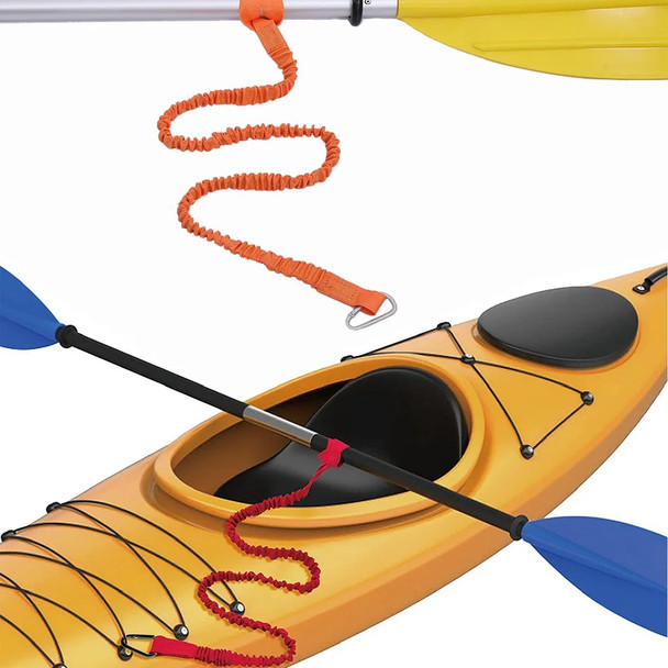 1PC Elastic Kayak Paddle Leash Adjustable With Safety Hook Fishing Rod Pole Coiled Lanyard Cord Tie Rope Rowing Boat Accessories