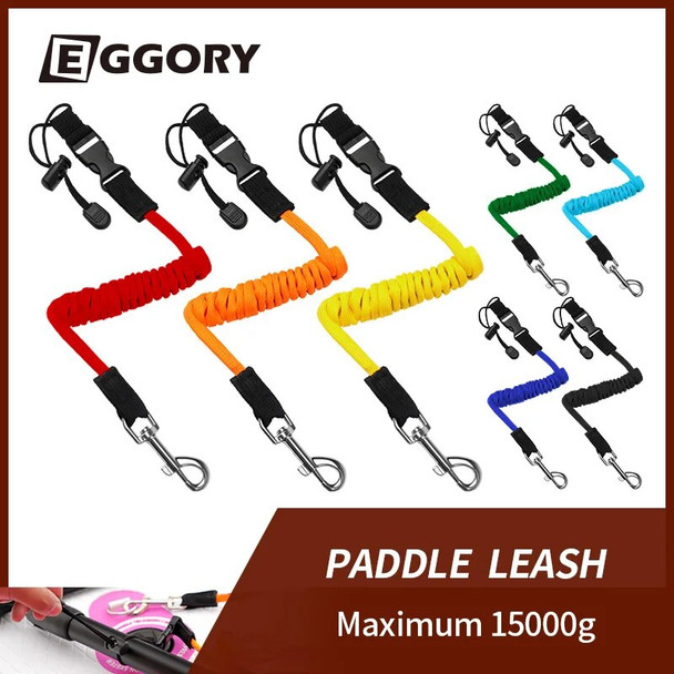 EGGORY Elastic Kayak Paddle Leash Tie Rope Rowing Boat Paddle Board Accessory Fishing Rod Carabiner Adjustable With Safety Hook