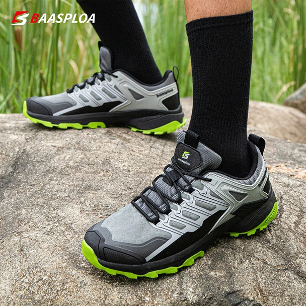 Baasploa 2023 New Men's Hiking Shoes Outdoor Safety Shoes Waterproof Anti-Skid Sneaker Wear-Resistant Sneakers Fashion Male Shoe
