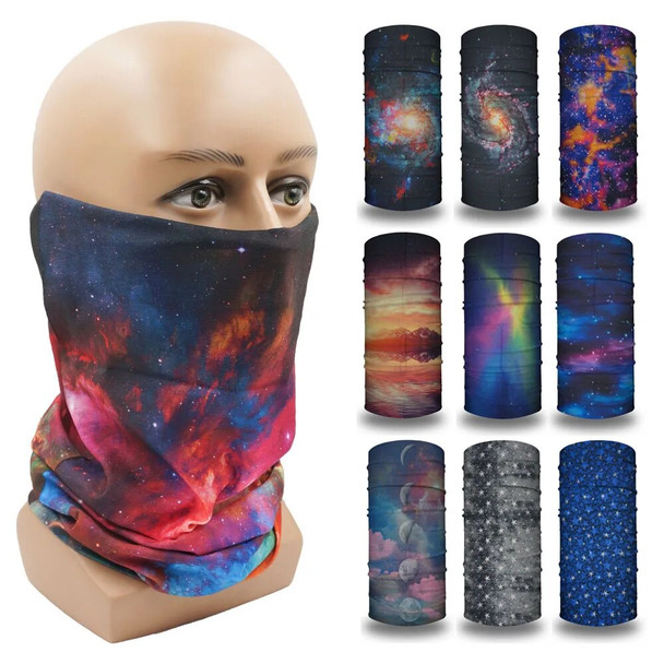 Sky Stars Printed Cycling Bandana Landscape Starry Men Women Hiking Headband Gaiter Seamless Tube Scarf Face Mask for Astronomer