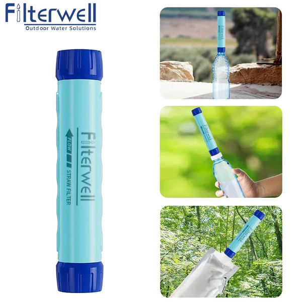 Filterwell Blue Travel Water Filter Purifier Straw Outdoor Hiking Safety Survival Gear Camping Supplies Novelty