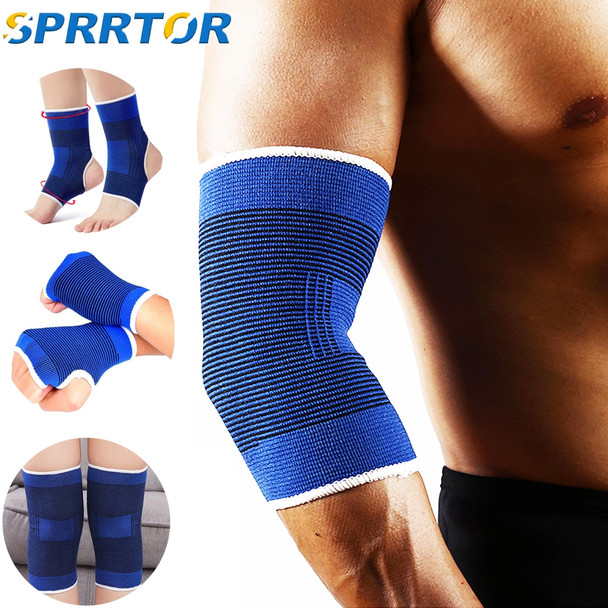 1Pair Sports Elbow Bandage Breathable Elbow Pads Basketball Volleyball Fitness Gym Adjustable Arm Sleeve Knee Pads Sports Safety