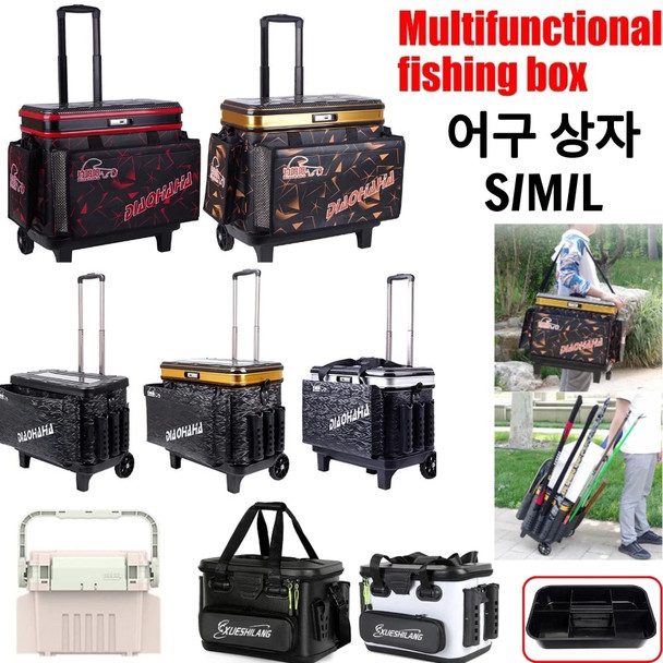 Fishing Box Barrel Holder with Wheels Adjustable Fishing Box Trolley Bag Durable Comfortable Shoulder Straps for Angler Supplies