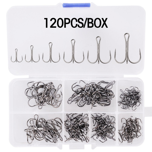 Aorace 120/50pcs High Carbon Steel Treble Fishing Hooks Blank Hard Lure Round Bent Triple Artificial Lure Fishhooks Set With Box Aorace 120/50pcs High Carbon Steel Treble Fishing Hooks Blank Hard Lure Round Bent Triple Artificial Lure Fishhooks Set With Box