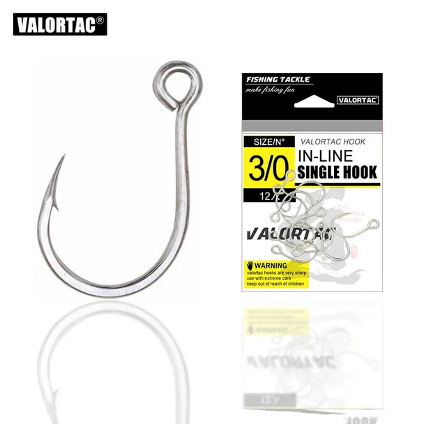 2/0 1/0 1 2 3 4 Big Eye single hook Inline FishHooks 12pcs/pack For Live Bait And Hardbait Single Fishing Hooks