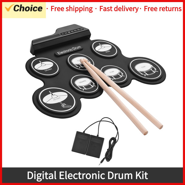 Folding Silicone Hand Roll USB Electronic Drum Portable Practice Drums Pad Kit With Drumsticks Sustain Pedal