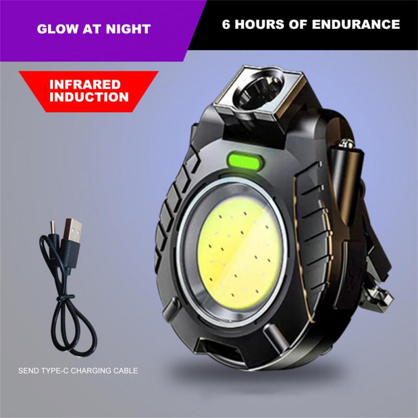 Multifunctional LED Mini Flashlight Type-c Fast Charge 4 Lighting Modes COB Work Lamp Bottle Opener For Outdoor Camping Travel
