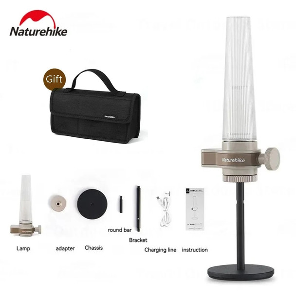 Naturehike LED Candle Lamp Electric Flameless Atmosphere Camping Light 320g Ultralight Waterproof Home Desk Lamp Free Bag