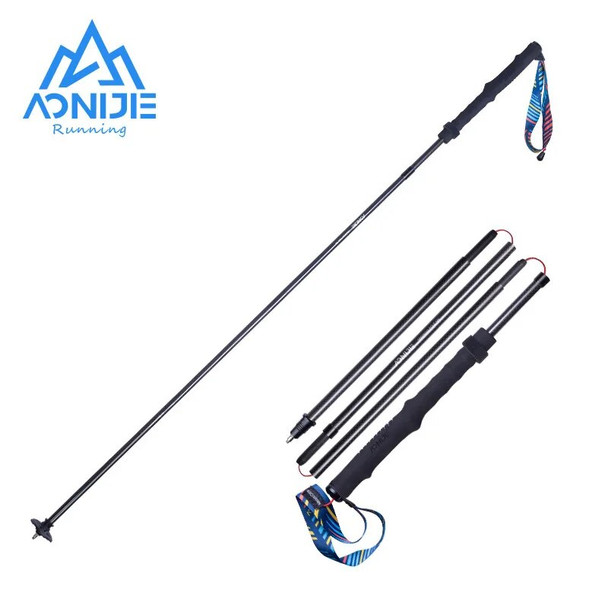 Aonijie 1Pair Carbon Fiber and Aluminium Alloy Walking Sticks Folding Trekking Pole Camping Hiking Ultralight E4204