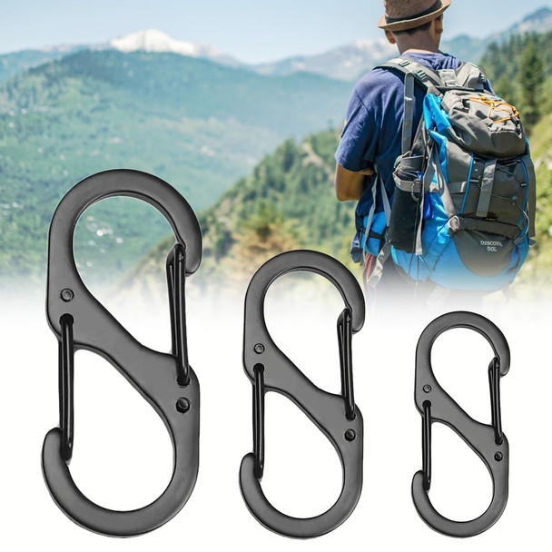 5PCS S Type Shaped Key Chains Ring Holder Carabiner With Lock Mini Keychain Hook Outdoor Camping Backpack Buckle Key-Lock Tool