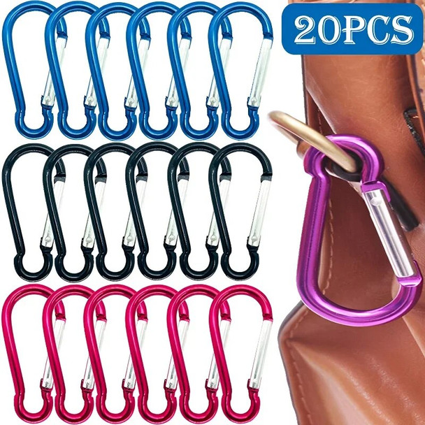 5/20PCS Aluminum Carabiner Key Chain Clip Outdoor Camping Keyring Snap Hook Water Bottle Buckle Travel Kit Climbing Accessories