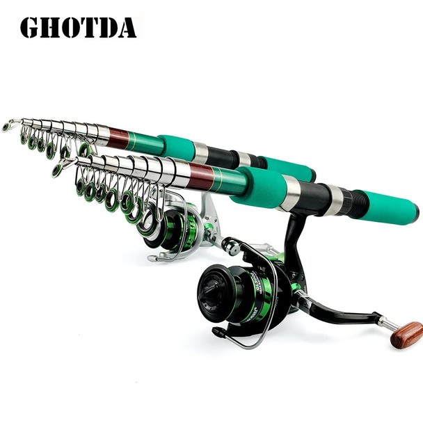 Telescopic Fishing Rod Ccombo 1.8-3.6 m Travel Rod With Spinning Reel Fishing Set Kit Feeder Pole