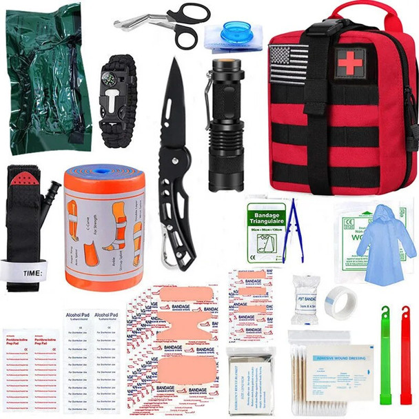 Trauma First Aid Kit with Survival Gear Outdoor Tactical Emergency Gear Set Military Molle System for Camper Travel Hunting Kit