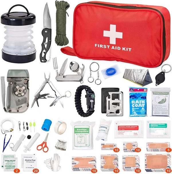 Outdoor Emergency Survival Kit, First Aid Tactical Trauma Bag, Self Defense IFAK Military Tool, Travel Hunting Camping Equipment