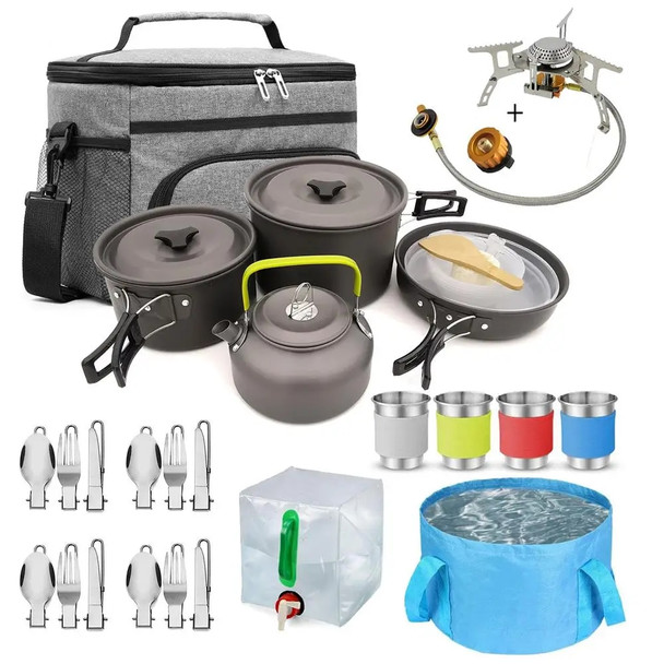 Outdoor Camping Cookware Kit Outdoor Cooking Set Aluminum Equipment Pot Travel Tableware Kitchen Hiking Picnic Camping Equipment