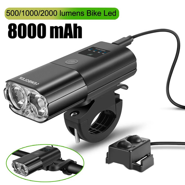 Bicycle Light 1000Lumen 4000mAh Bike Headlight Power Bank Flashlight Handlebar USB Charging MTB Road Cycling Highlight