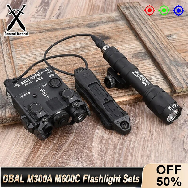 Tactical DBAL-A2 Simplified Version Surefir M300A M600C Flashlight Sets Red Dot Airsoft Indicator Fit 20mm Rail Hunting Laser