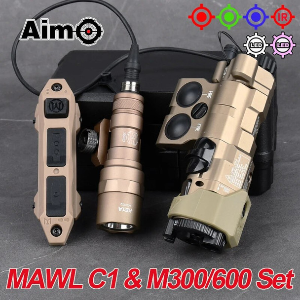WADSN Tactical MAWL-C1+ Metal CNC Weapon Laser Flashlight Red Green IR Laser Sight IR Illumination Surefir M300 M600 Scout lamp